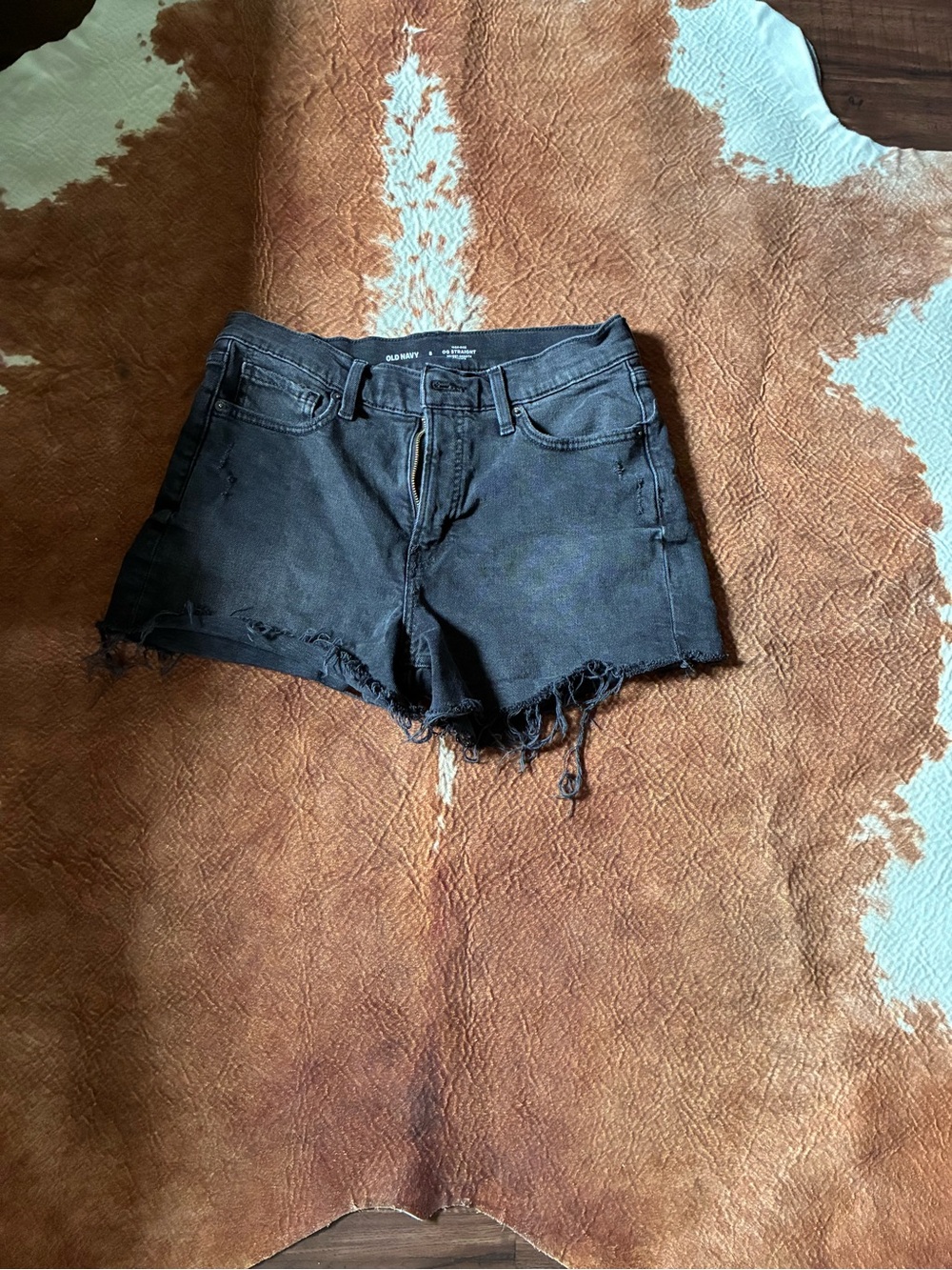 Old Navy Black Distressed Denim Cutoff Shorts